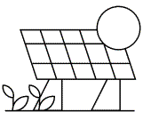 Solar panel icon with sun